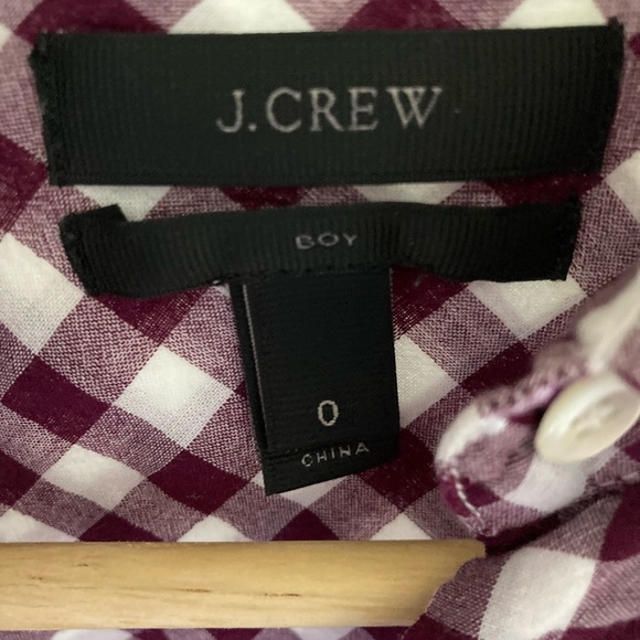 J.Crew Classic-Fit Boy LS Shirt in Crinkle Burgundy Gingham Size 0. Style C6086. - Picture 3 of 10